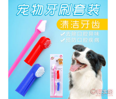 專業(yè)寵物口腔護(hù)理 義烏市妙迪寵物用品廠雙頭與手指牙刷套裝詳解